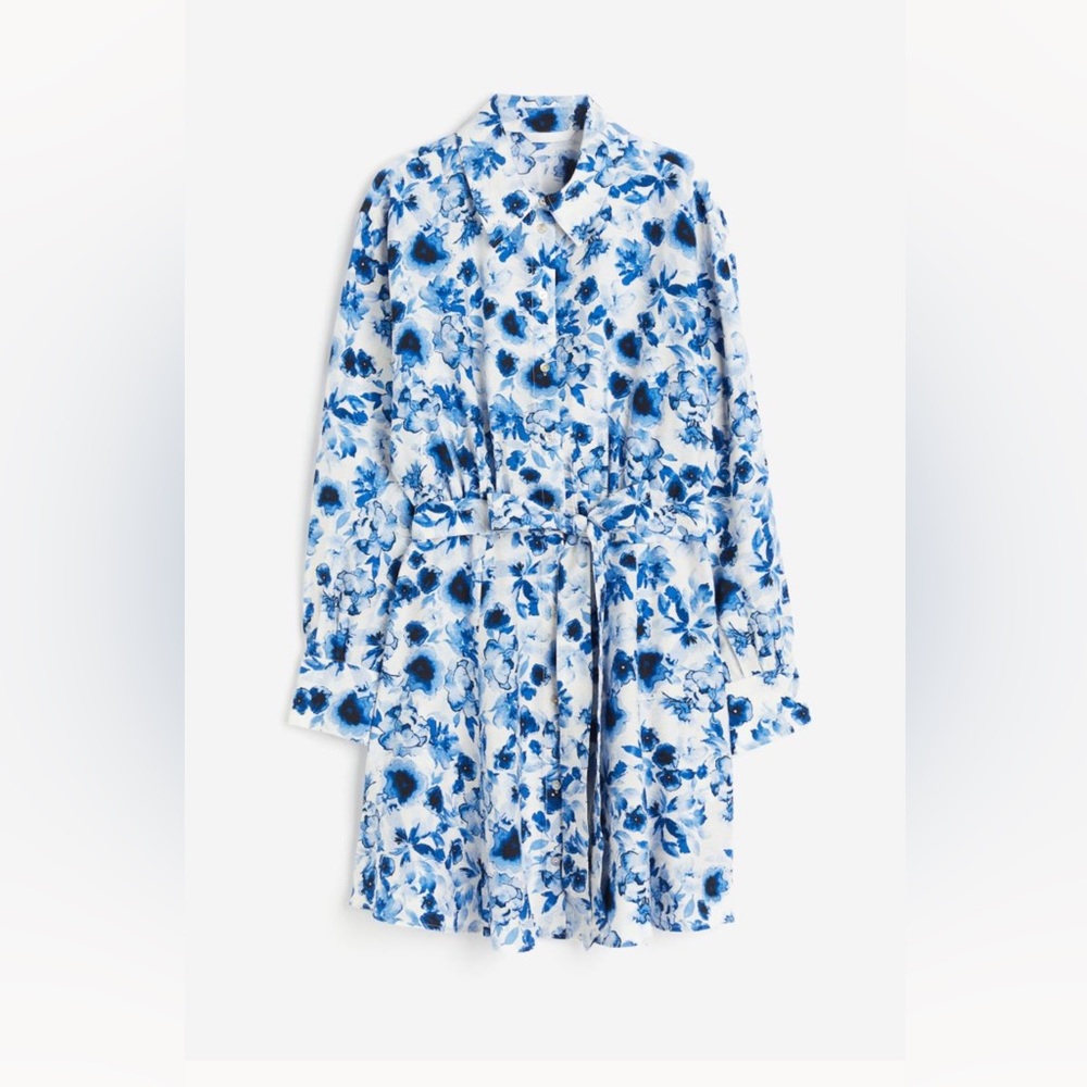 H&M Blue Floral Mini Dress Size Large